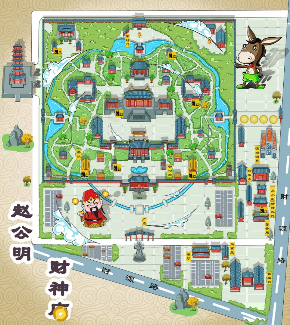 赵县寺庙类手绘地图